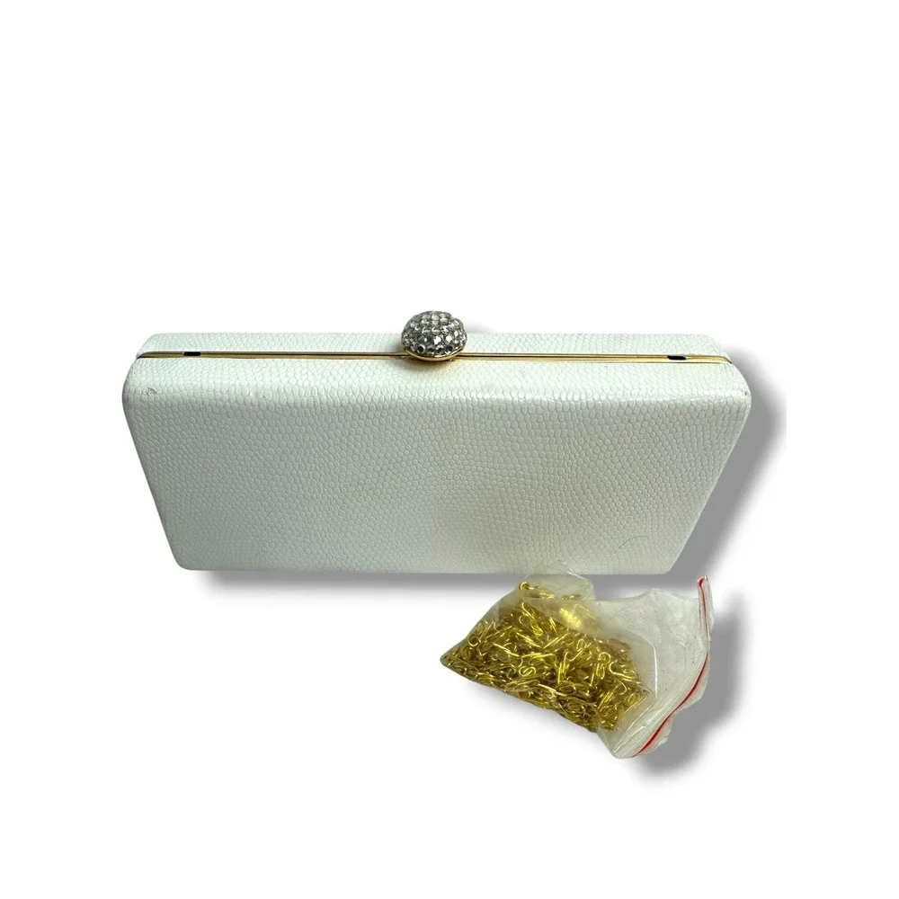 Unbranded Evening Bag Women White Good Faux Snakeskin Rhinestone Clasp Clutch